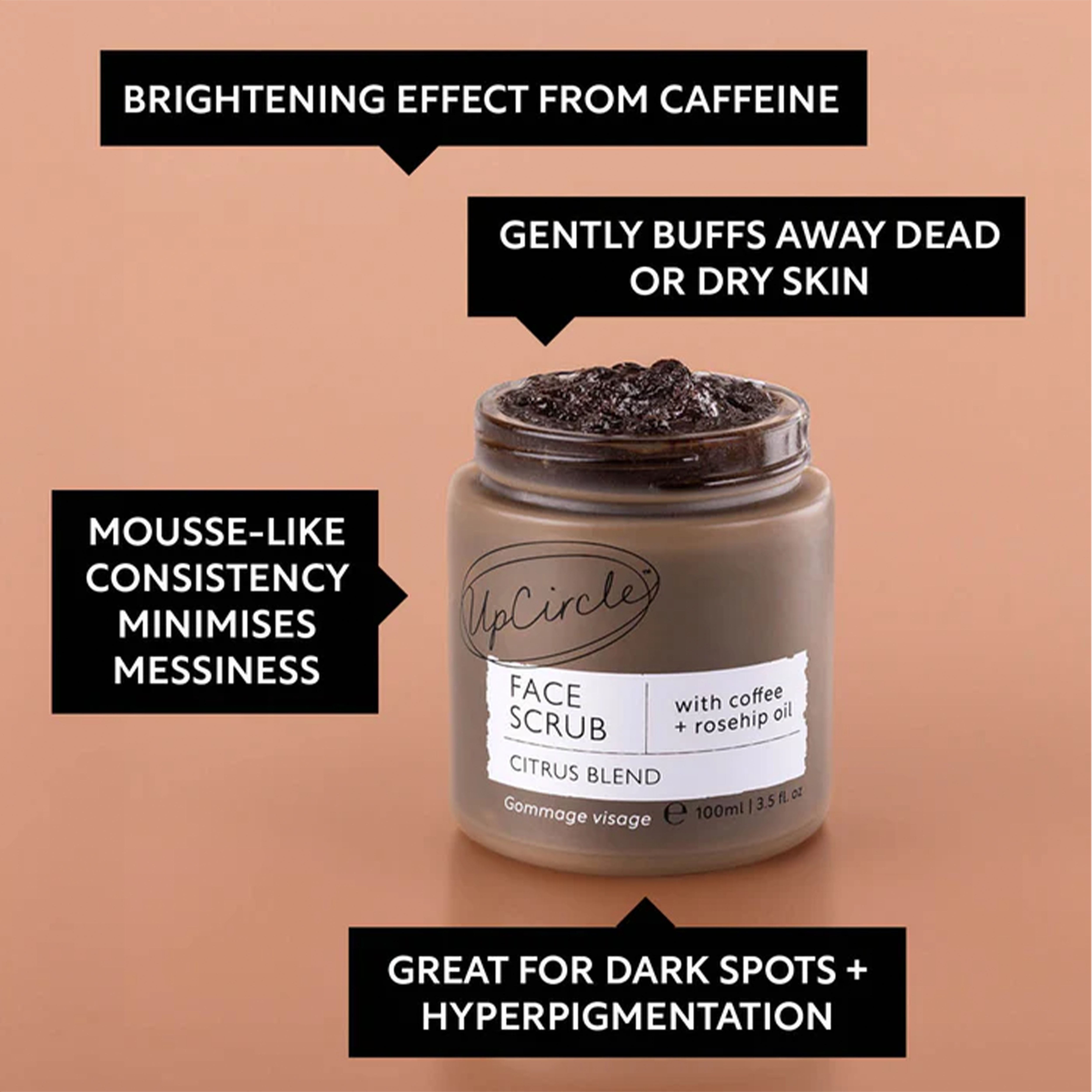 UpCircle Beauty Face Scrub with Coffee + Rosehip Oil - Herbal Blend