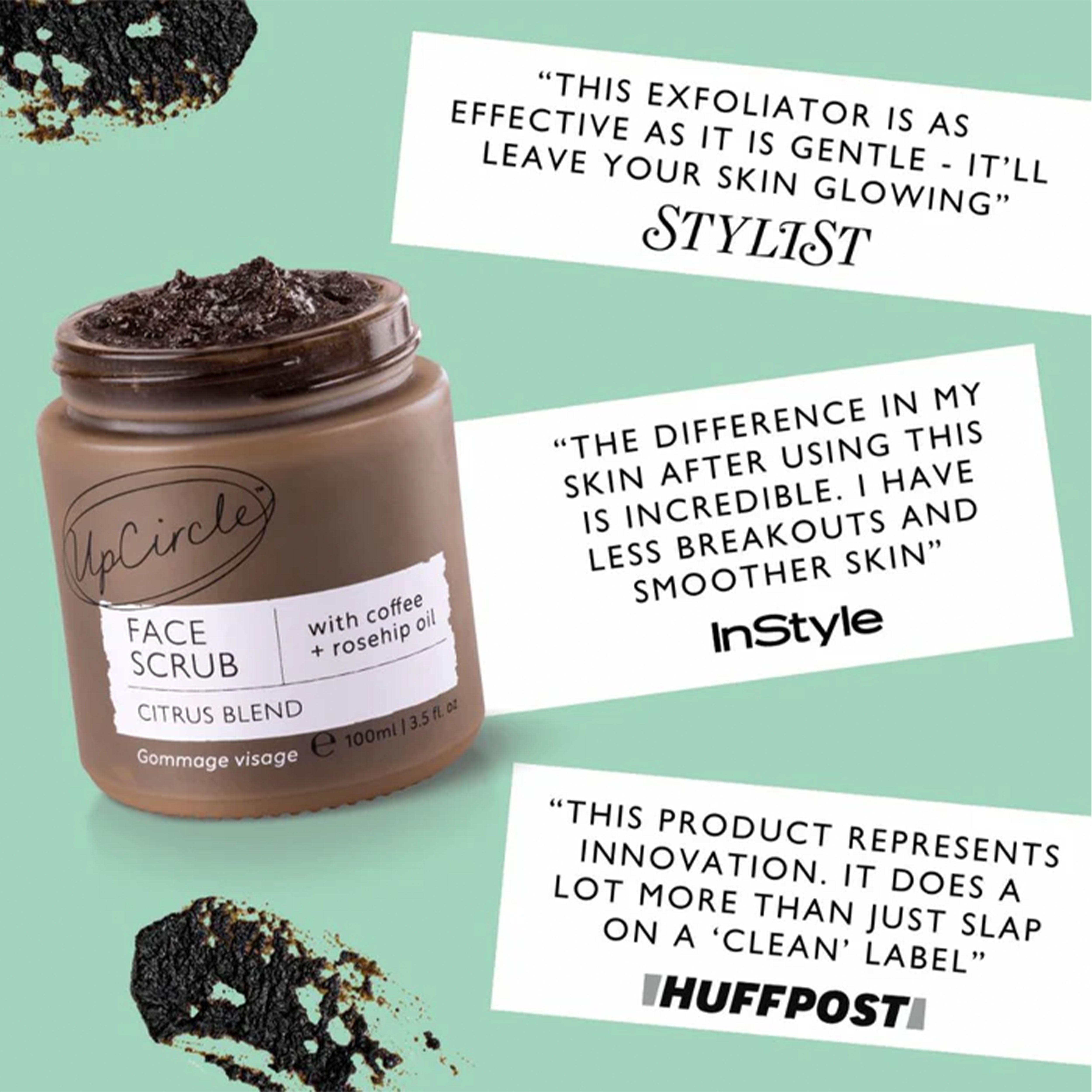 UpCircle Beauty Face Scrub with Coffee + Rosehip Oil - Herbal Blend